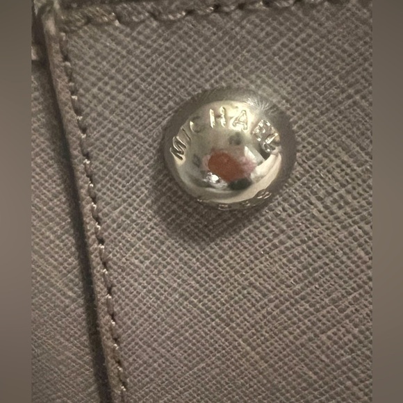 Michael Kors Harper Gray Saffiano Leather Tote Silver Hardware Shoulder Bag - Picture 4 of 11